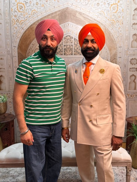 Rose pink and orange turbans tied by Thind Turban Tying Centre UK